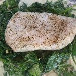 Baked Sea Bass Fillets with Spinach